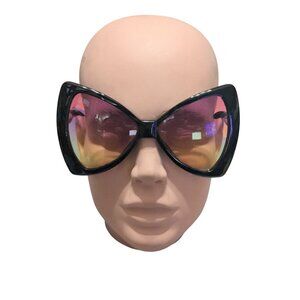 Retro Bow Sunglasses Purple / Yellow Lenses Oversized Y2K Maximalist